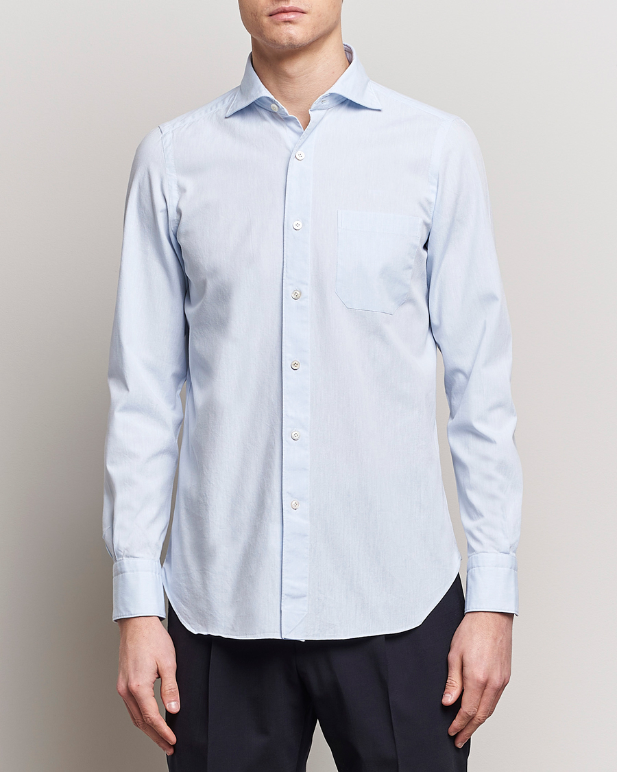 Hombres | Camisas | Finamore Napoli | Gaeta Chambray Shirt Light Blue