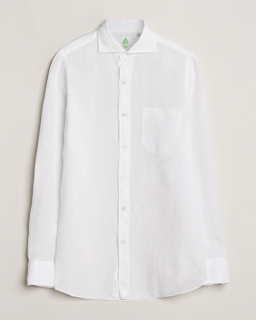 Hombres | Camisas | Finamore Napoli | Gaeta Linen Pocket Shirt White