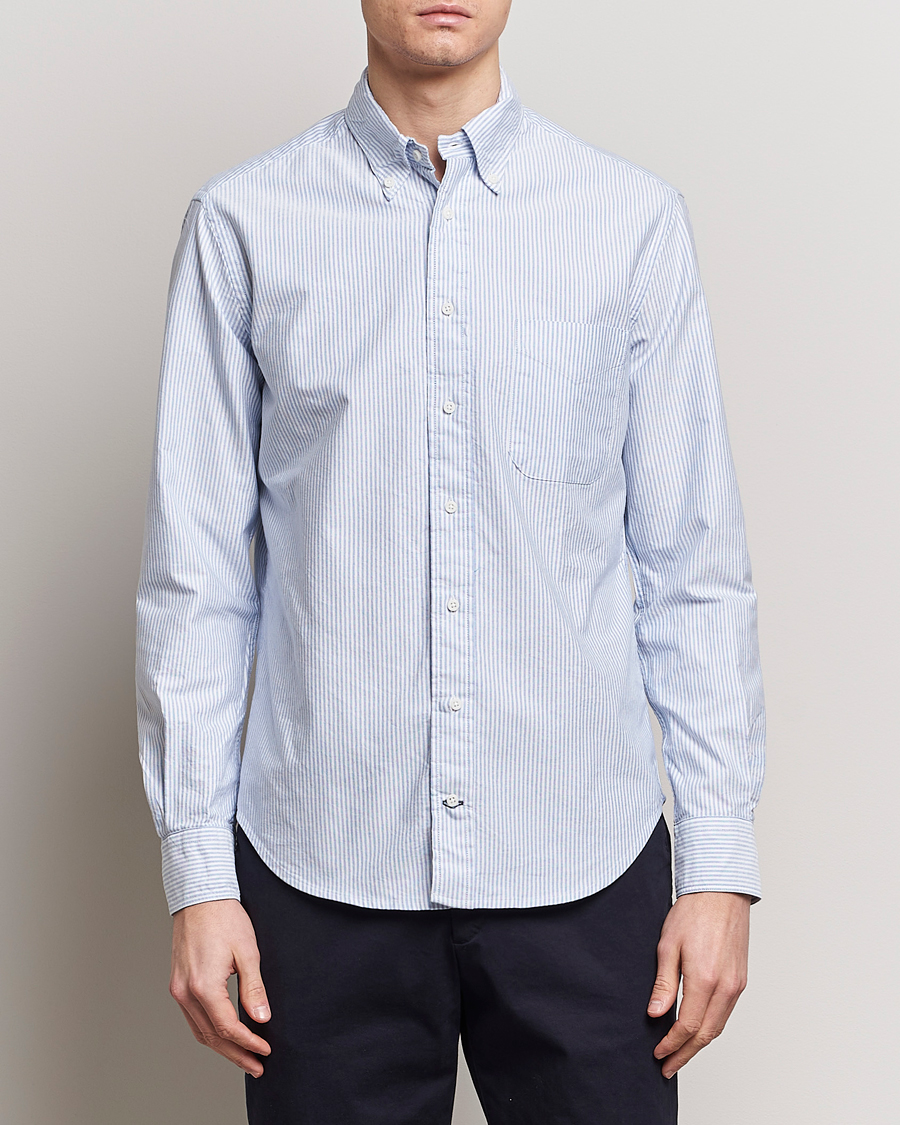 Hombres | Camisas oxford | Gitman Vintage | Button Down Oxford Shirt Blue Stripe