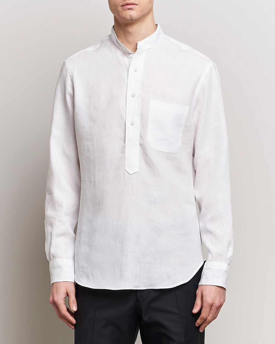 Hombres | Camisas | Gitman Vintage | Linen Popover Shirt White