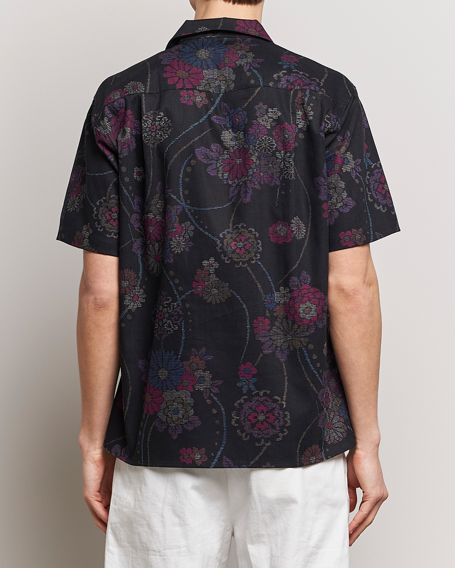 Hombres | Camisas | Gitman Vintage | Japanese Floral Jacquard Camp Shirt Black