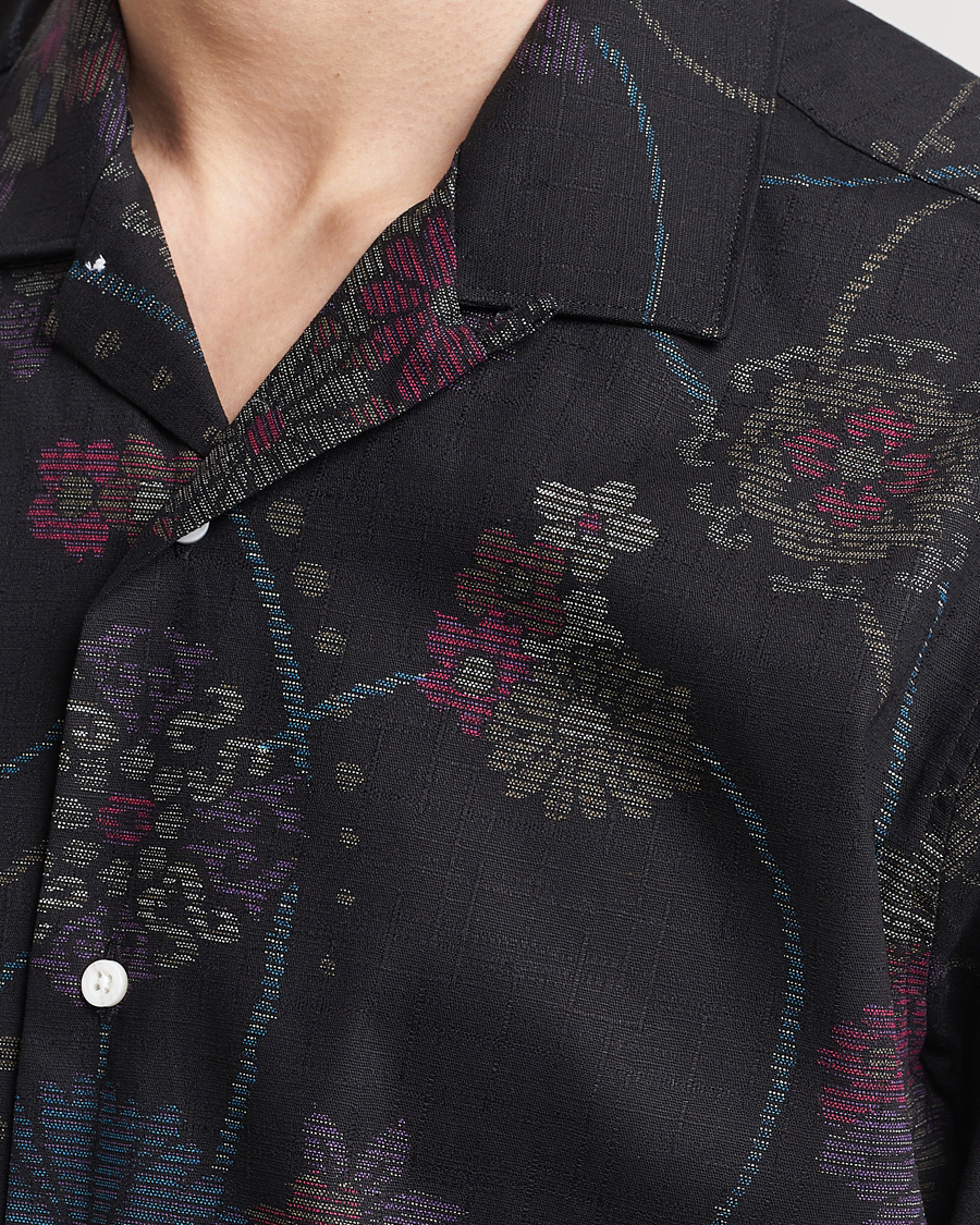 Hombres | Camisas | Gitman Vintage | Japanese Floral Jacquard Camp Shirt Black