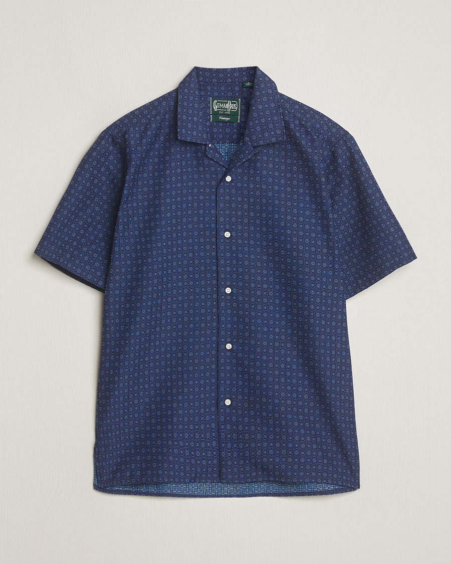 Hombres | Camisas | Gitman Vintage | Japanese Dobby Camp Shirt Navy