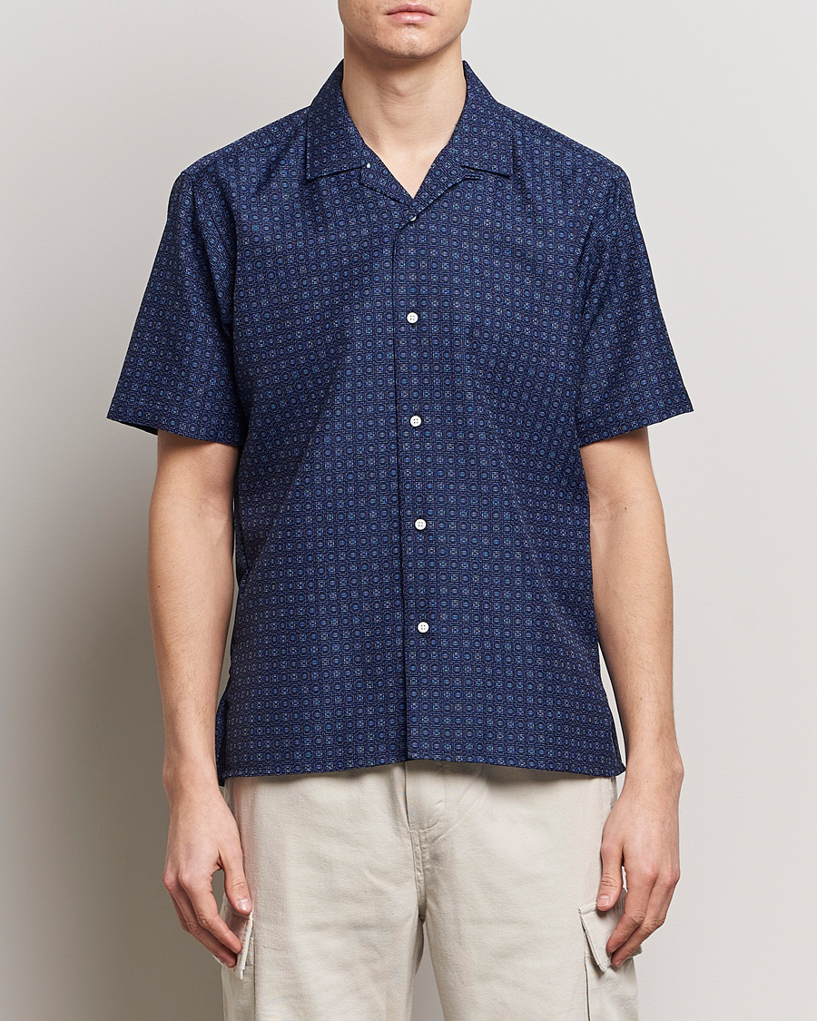 Hombres | Camisas | Gitman Vintage | Japanese Dobby Camp Shirt Navy