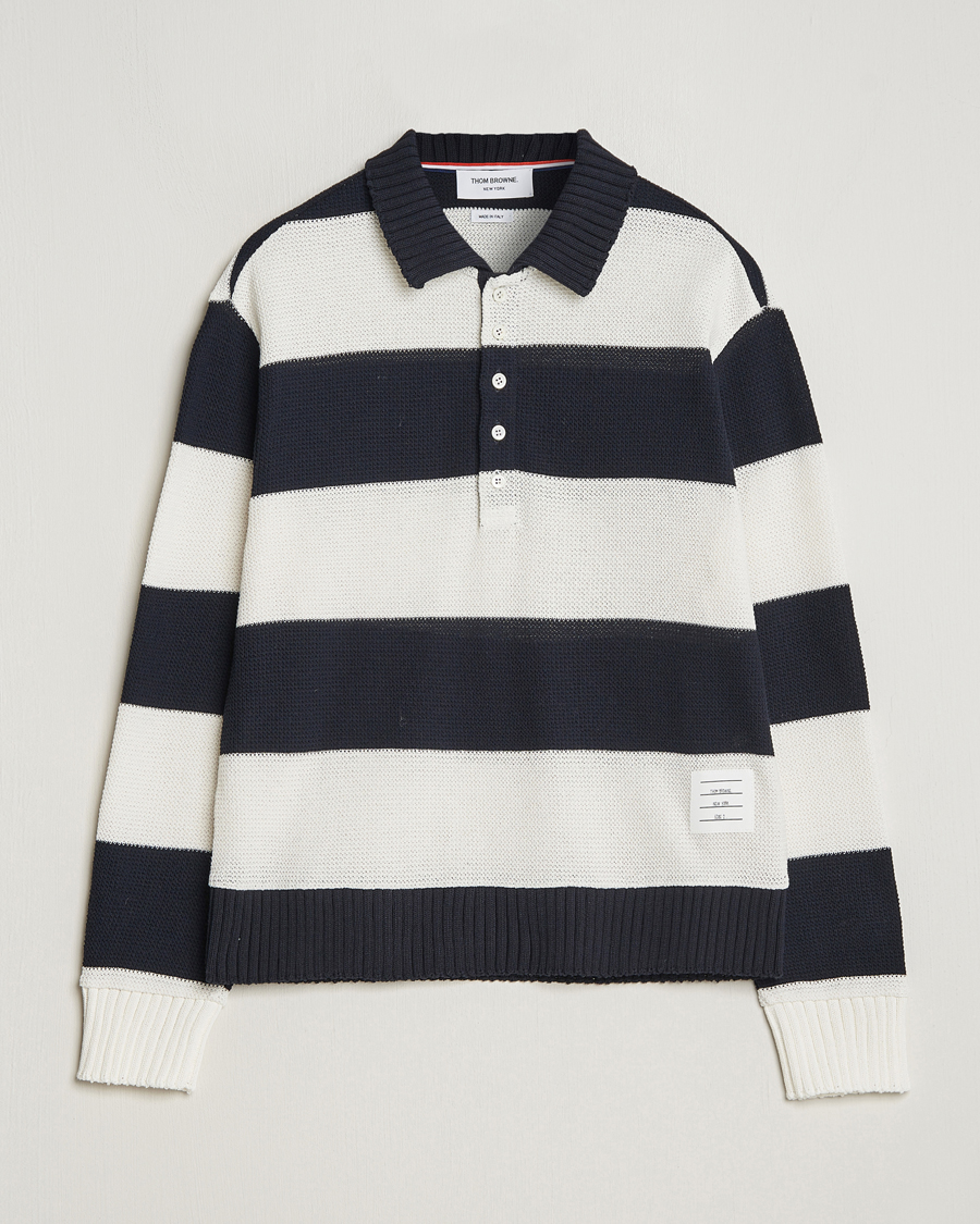 Hombres | Jerséis y prendas de punto | Thom Browne | Long Sleeve Rugby White/Navy