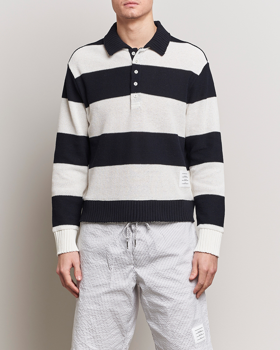 Hombres | Jerséis y prendas de punto | Thom Browne | Long Sleeve Rugby White/Navy