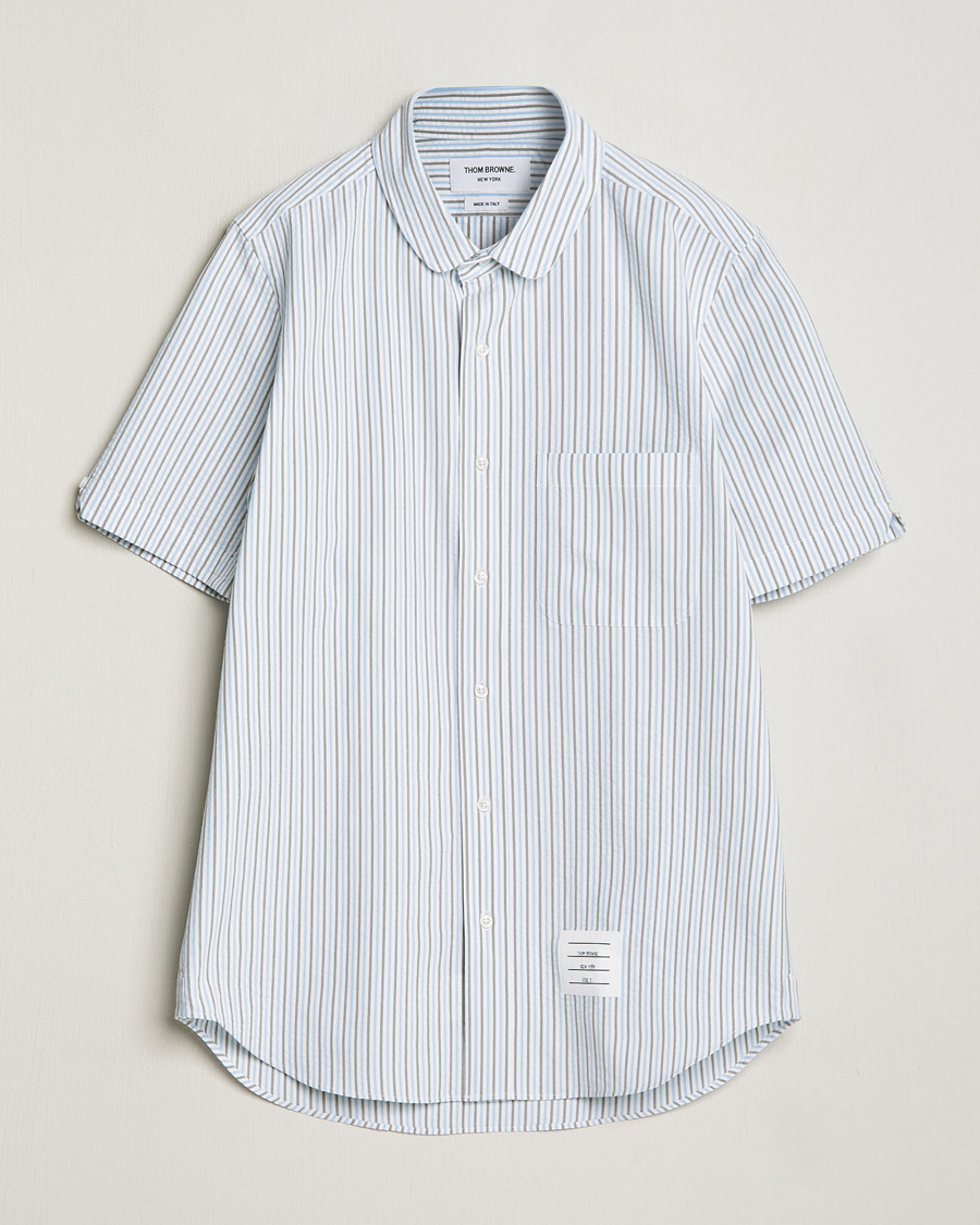 Hombres | Camisas | Thom Browne | Short Sleeve Seersucker Shirt Light Blue