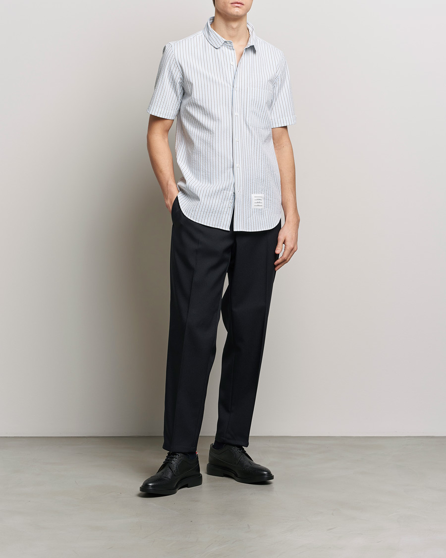 Hombres | Camisas | Thom Browne | Short Sleeve Seersucker Shirt Light Blue