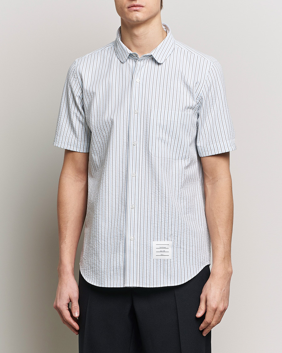 Hombres | Camisas | Thom Browne | Short Sleeve Seersucker Shirt Light Blue