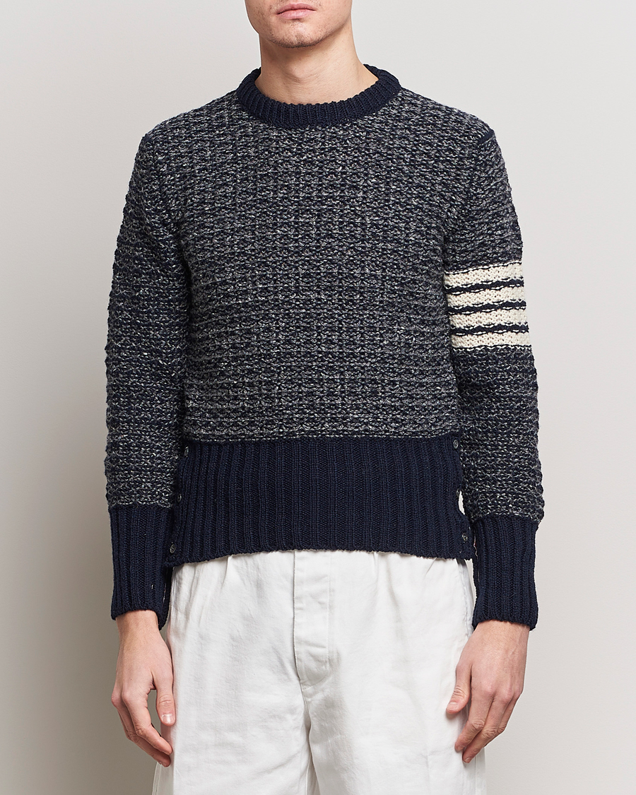 Hombres |  | Thom Browne | 4-Bar Donegal Sweater Navy