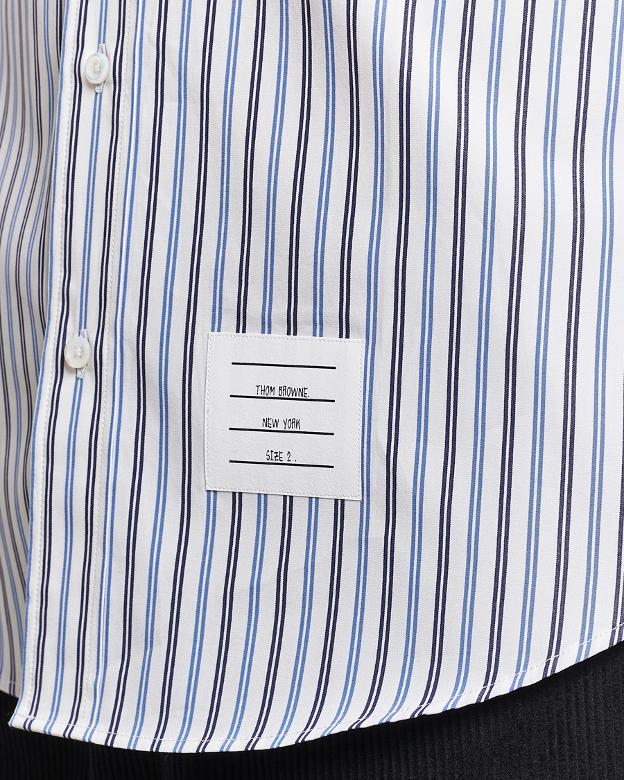 Hombres | Camisas | Thom Browne | Button Down Poplin Shirt Navy Stripes