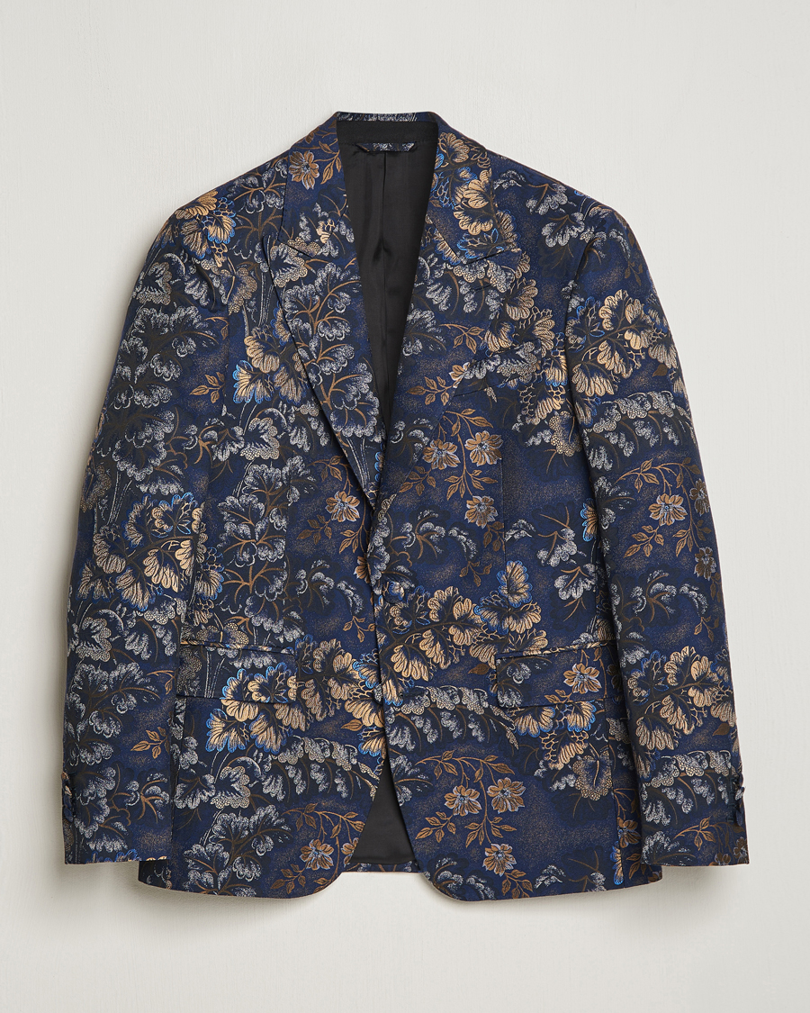 Hombres | Blazers | Etro | Floral Jacquard Evening Jacket Navy