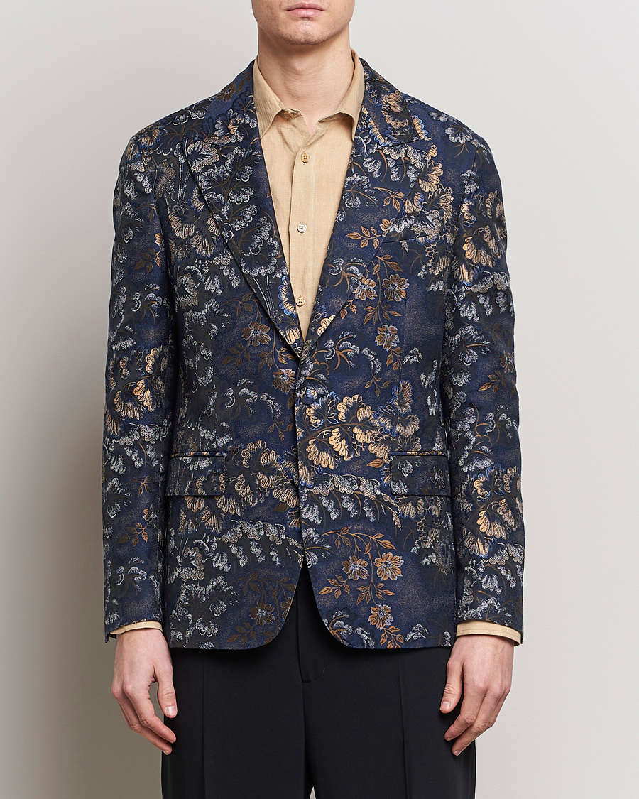 Hombres | Blazers | Etro | Floral Jacquard Evening Jacket Navy