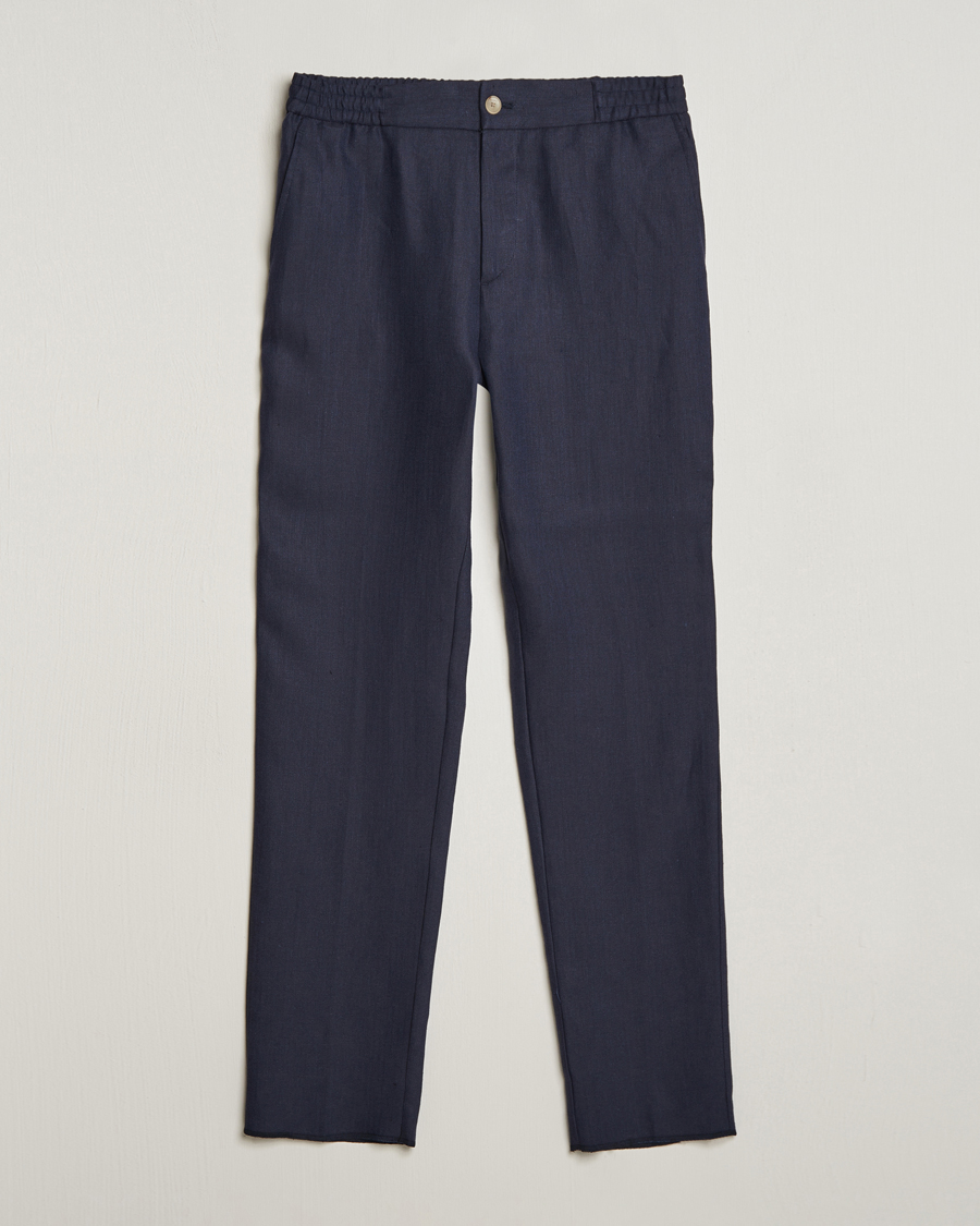 Hombres | Pantalones | Etro | Linen Drawstring Trousers Navy