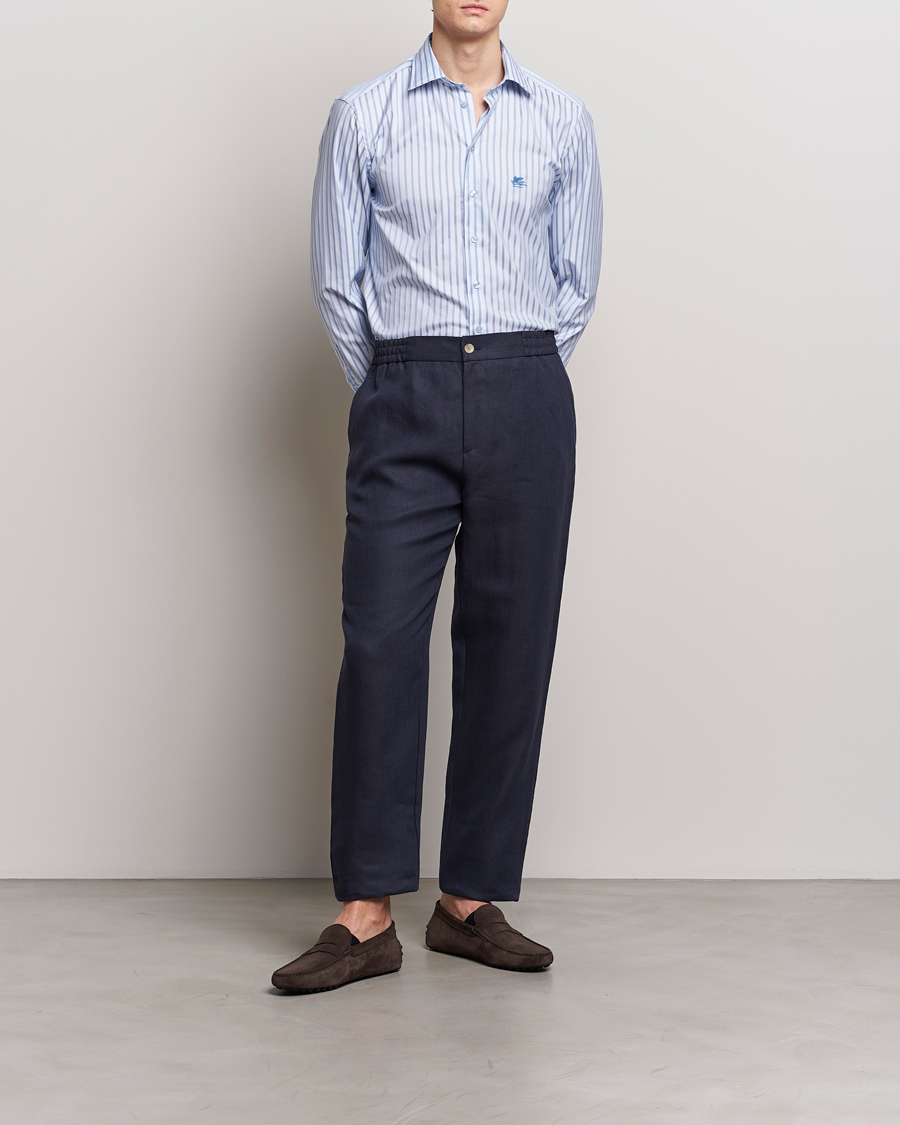 Hombres | Pantalones | Etro | Linen Drawstring Trousers Navy