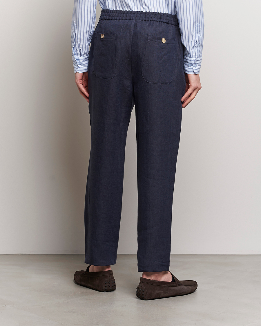 Hombres | Pantalones | Etro | Linen Drawstring Trousers Navy
