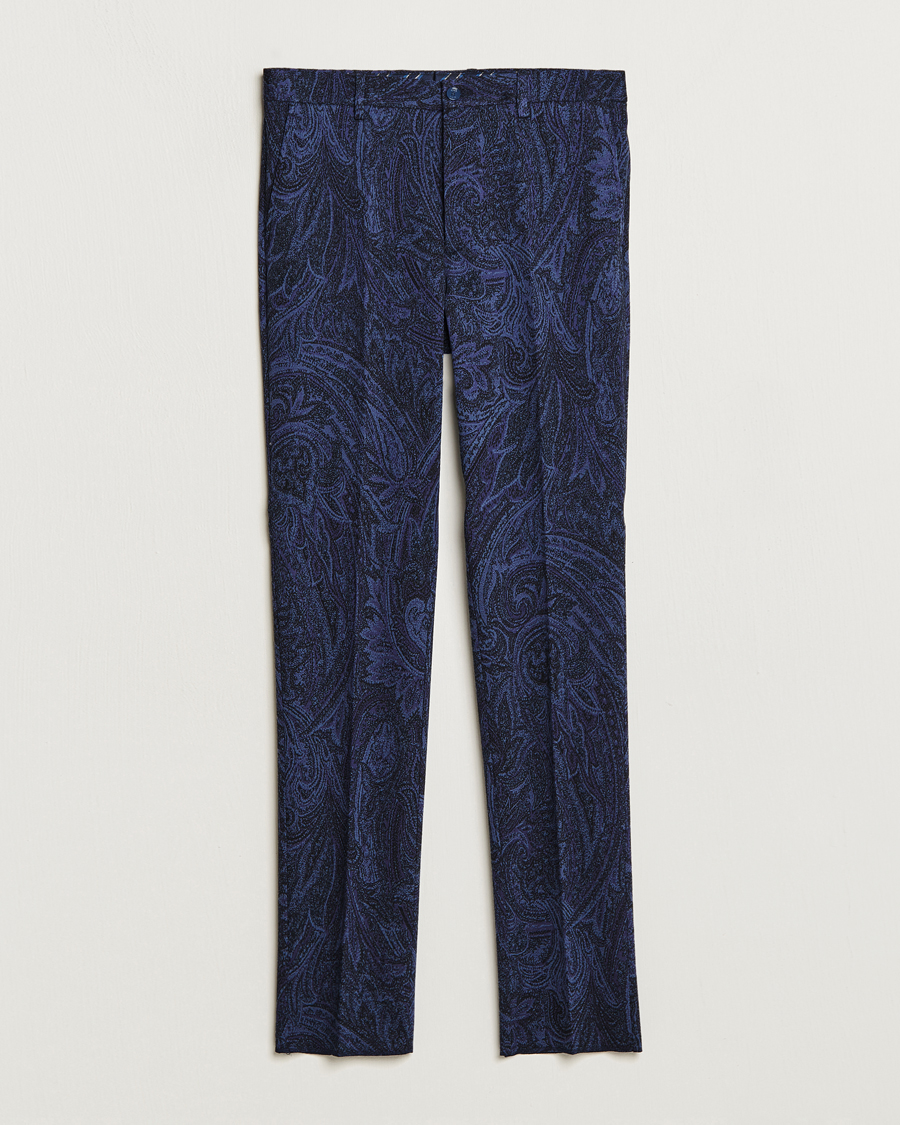 Hombres | Pantalones | Etro | Tonal Paisley Trousers Navy