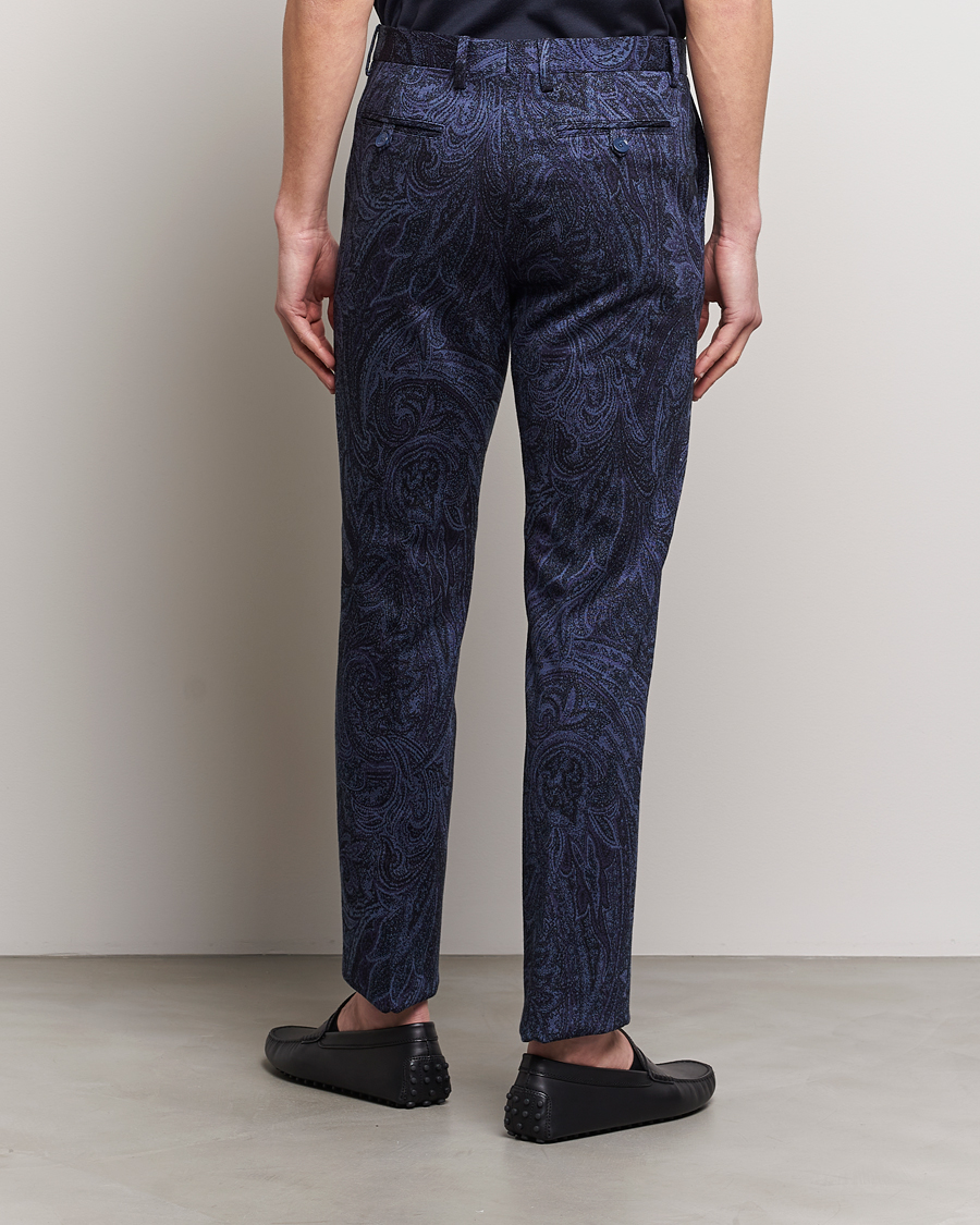 Hombres | Pantalones | Etro | Tonal Paisley Trousers Navy