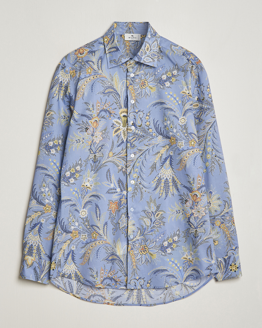 Hombres | Camisas | Etro | Slim Fit Floral Print Shirt Azzurro