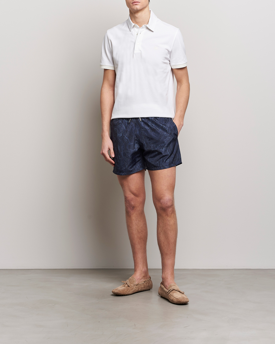 Hombres | Polos | Etro | Contrast Paisley Polo White