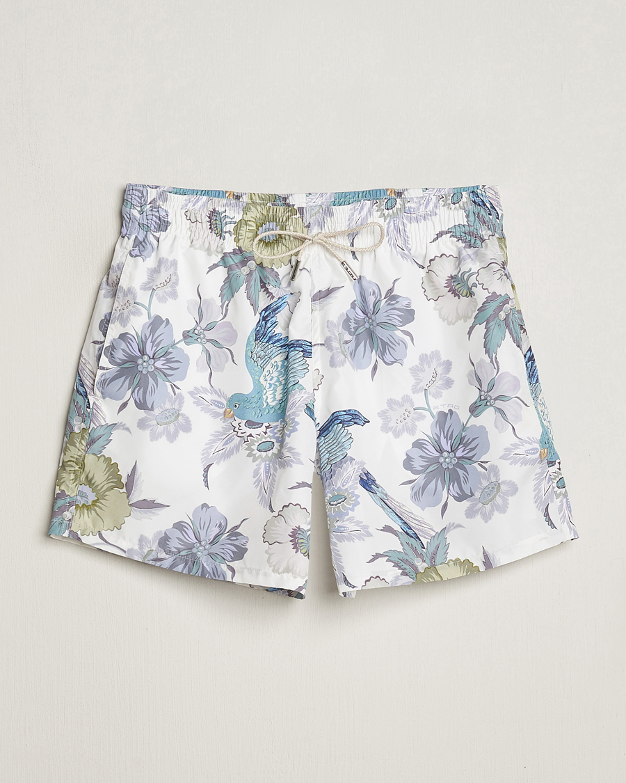 Hombres | Bañadores | Etro | Floral Printed Swim Shorts Light Grey