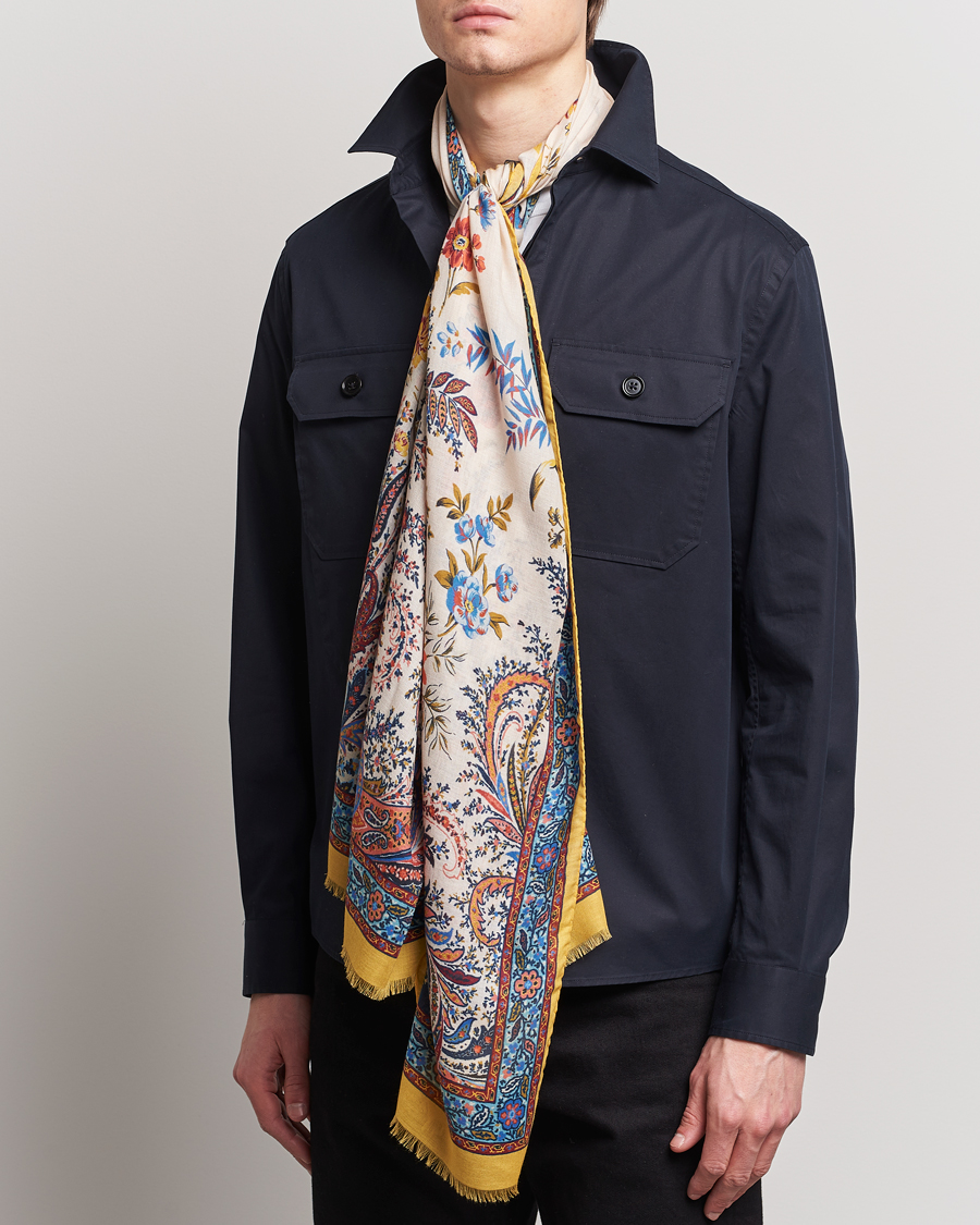 Hombres | Etro Modal/Cashmere Printed Scarf Yellow | Etro | Modal/Cashmere Printed Scarf Yellow