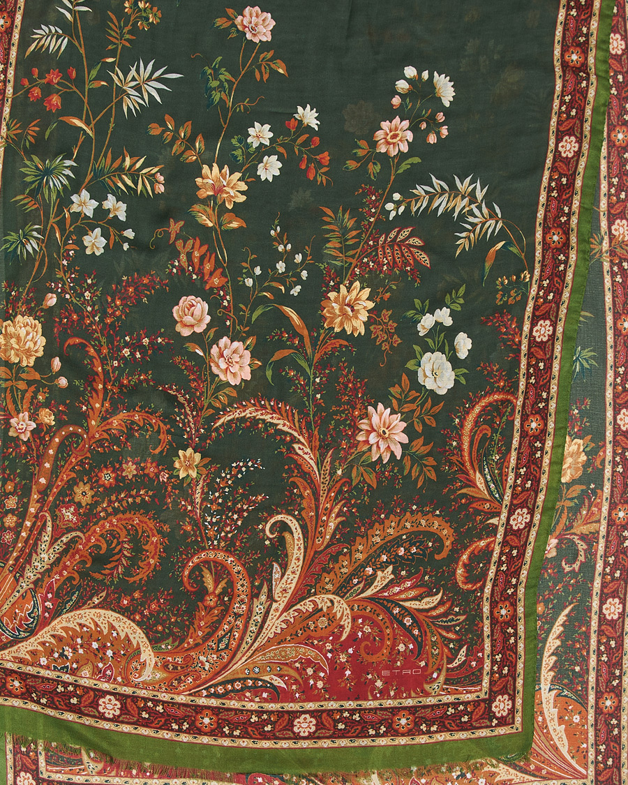 Hombres | Etro Modal/Cashmere Printed Scarf Green/Burgundy | Etro | Modal/Cashmere Printed Scarf Green/Burgundy