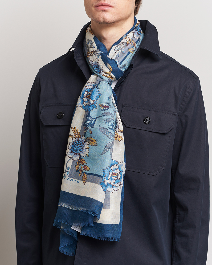Hombres | Italian Department | Etro | Modal/Cashmere Printed Scarf Light Blue