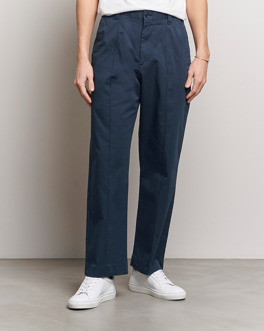 Hombres | Pantalones | NN07 | Tauber Pleated Trousers Navy Blue