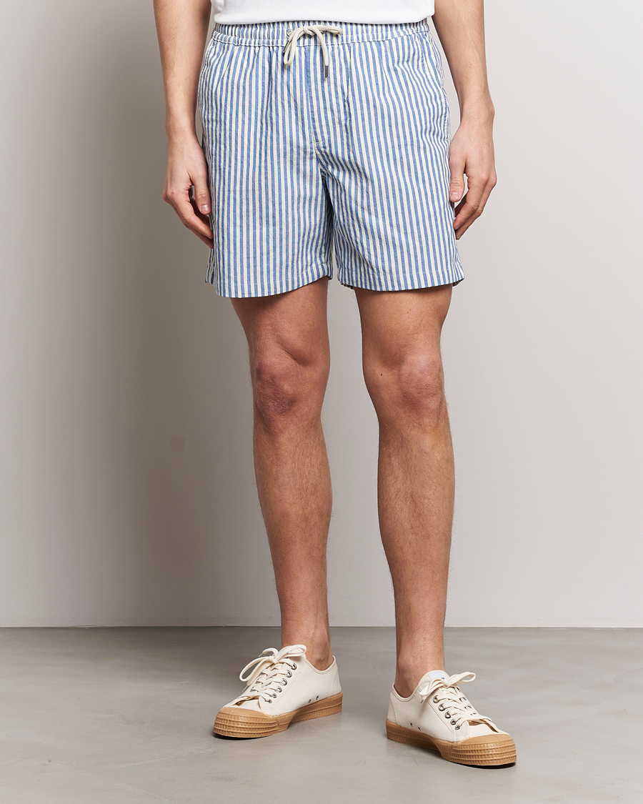 Hombres | Pantalones cortos con cordones | NN07 | Gregor Striped Drawstring Shorts Blue/White