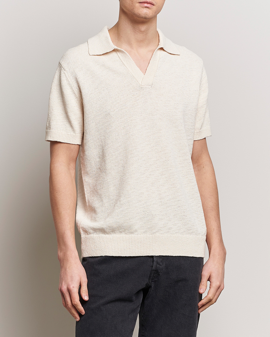 Hombres |  | NN07 | Ryan Open Collar Knitted Polo Off White