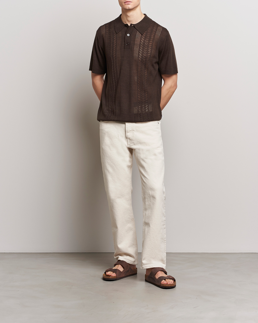 Hombres | Polos | NN07 | Thor Knitted Polo Slate Brown