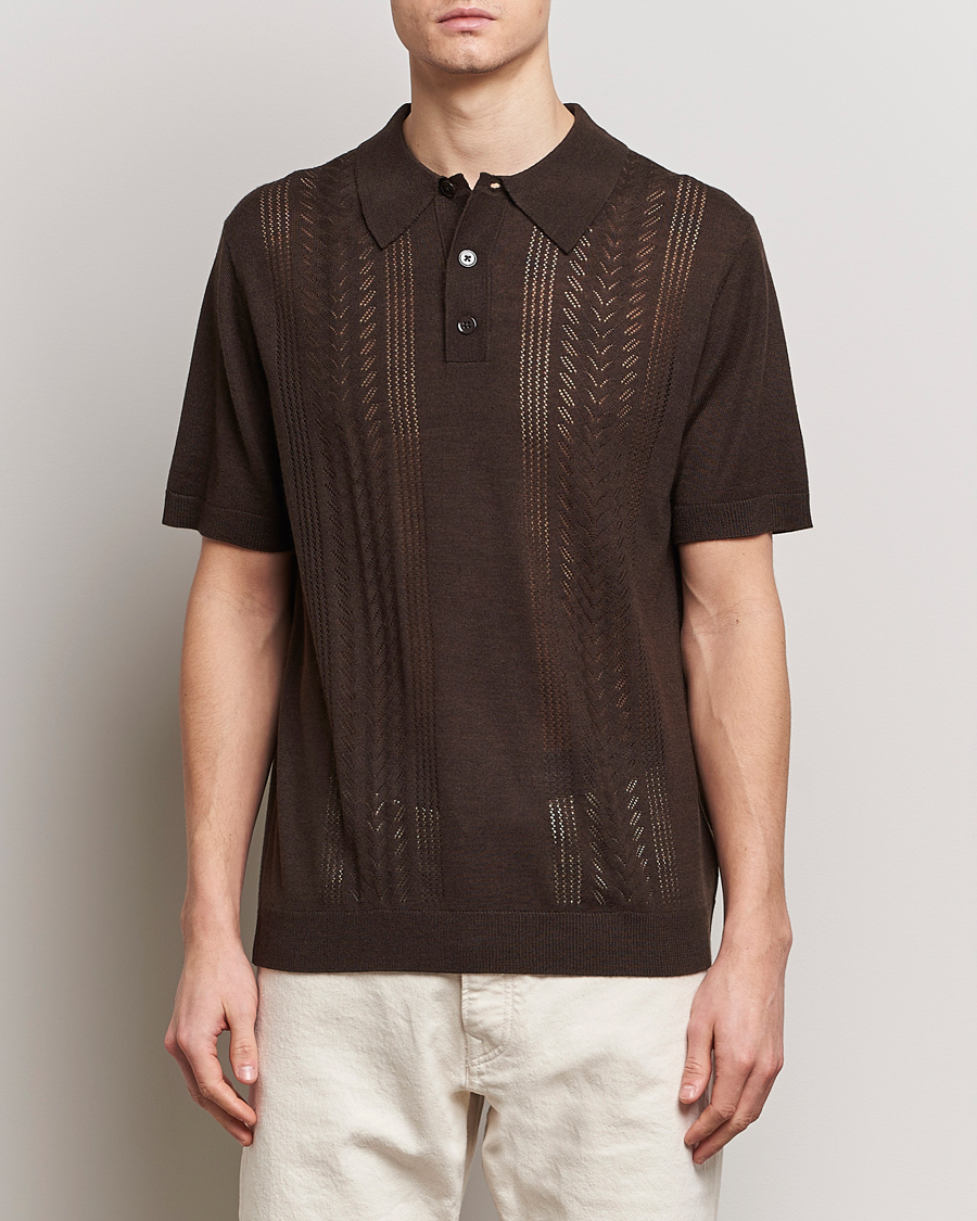 Hombres | Polos | NN07 | Thor Knitted Polo Slate Brown