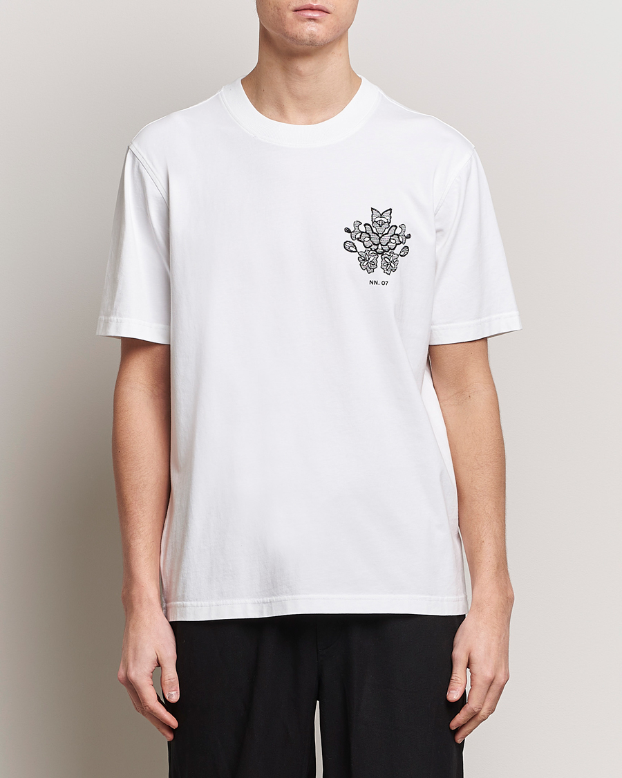 Hombres | Camisetas blancas | NN07 | Adam Printed Crew Neck T-Shirt White