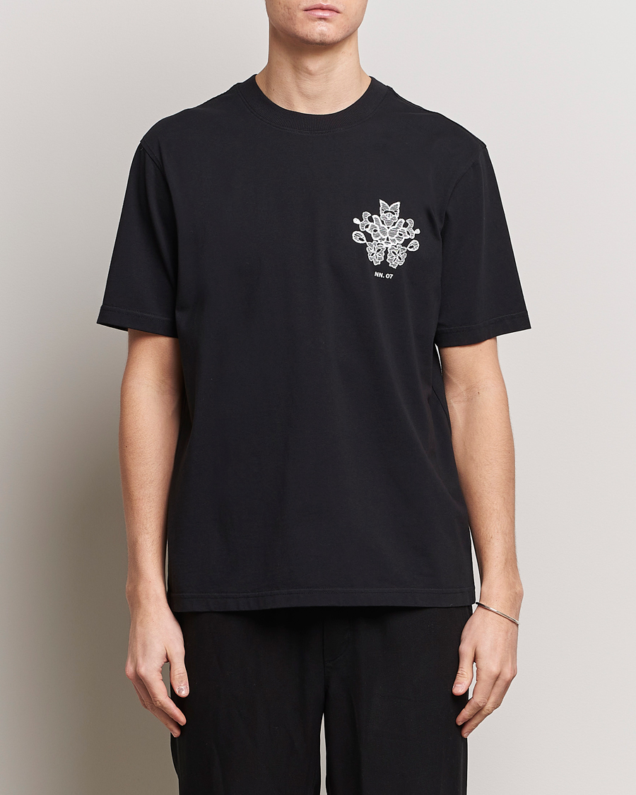 Hombres | Camisetas negras | NN07 | Adam Printed Crew Neck T-Shirt Black
