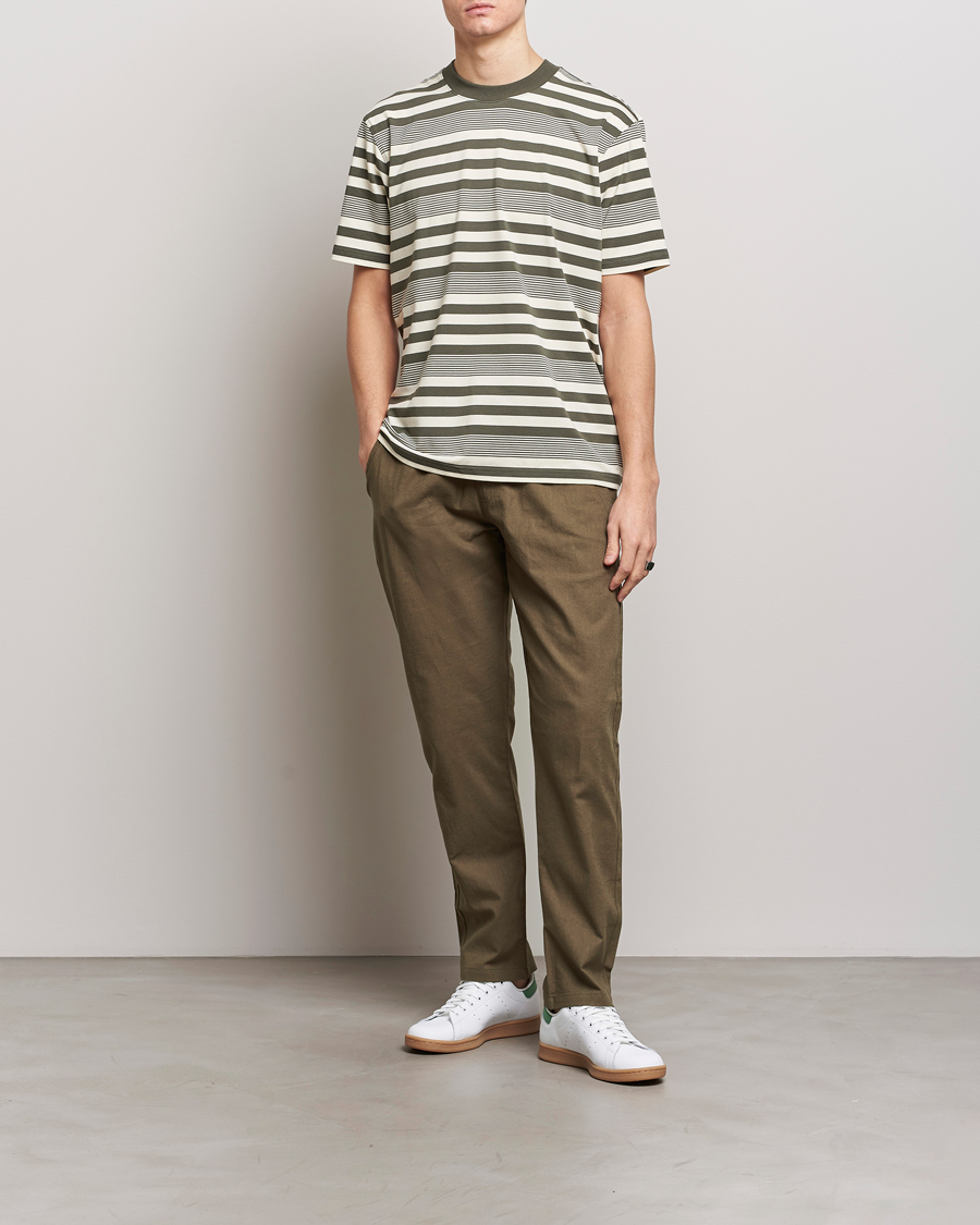 Hombres | Camisetas | NN07 | Adam Striped Crew Neck T-Shirt Capers Green