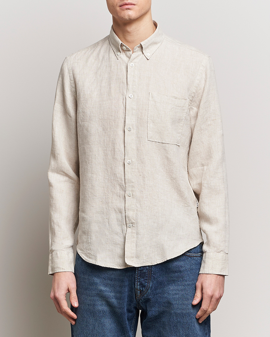 Hombres | Camisas | NN07 | Arne Linen Shirt Oat