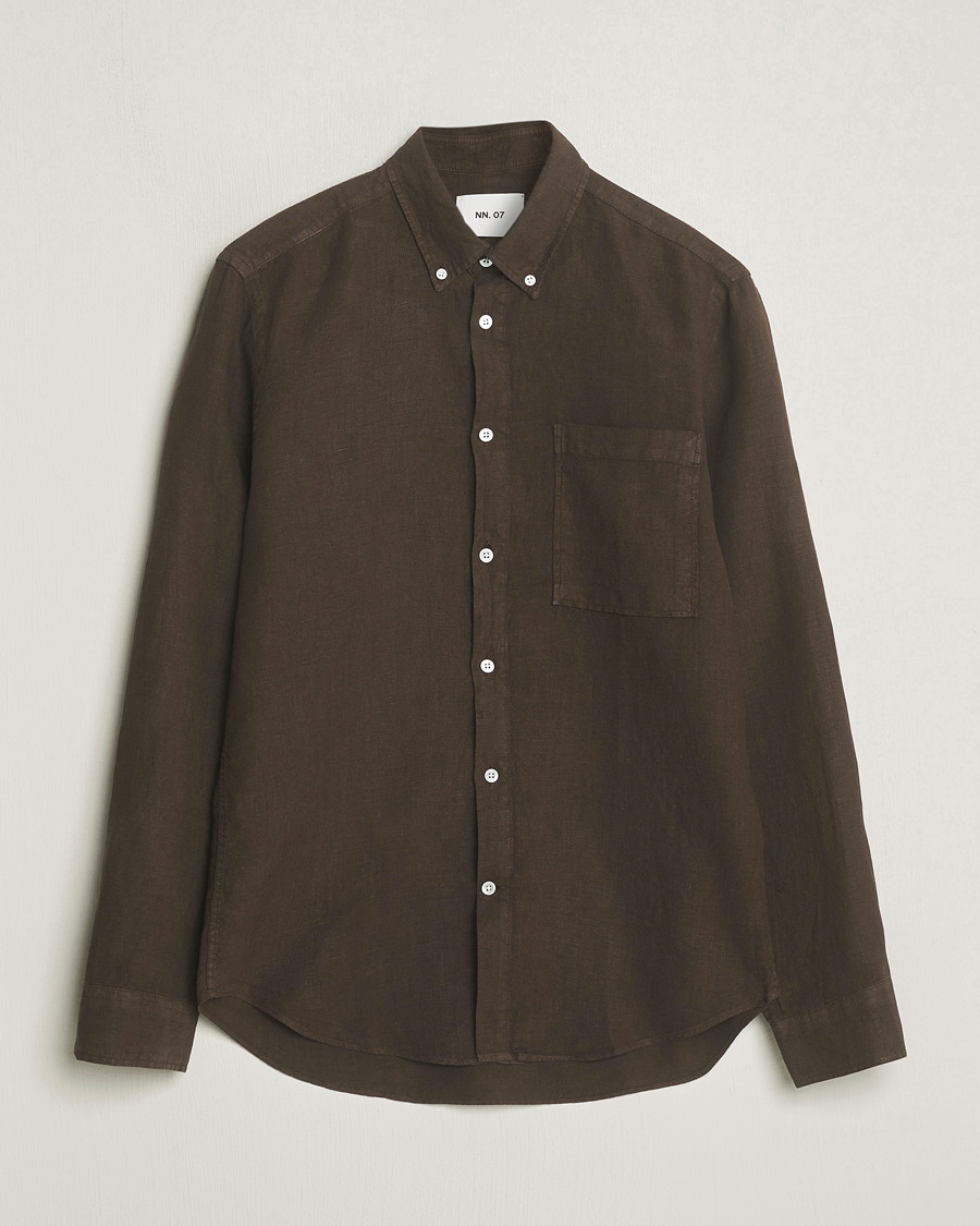 Hombres | Camisas | NN07 | Arne Linen Shirt Demitasse Brown