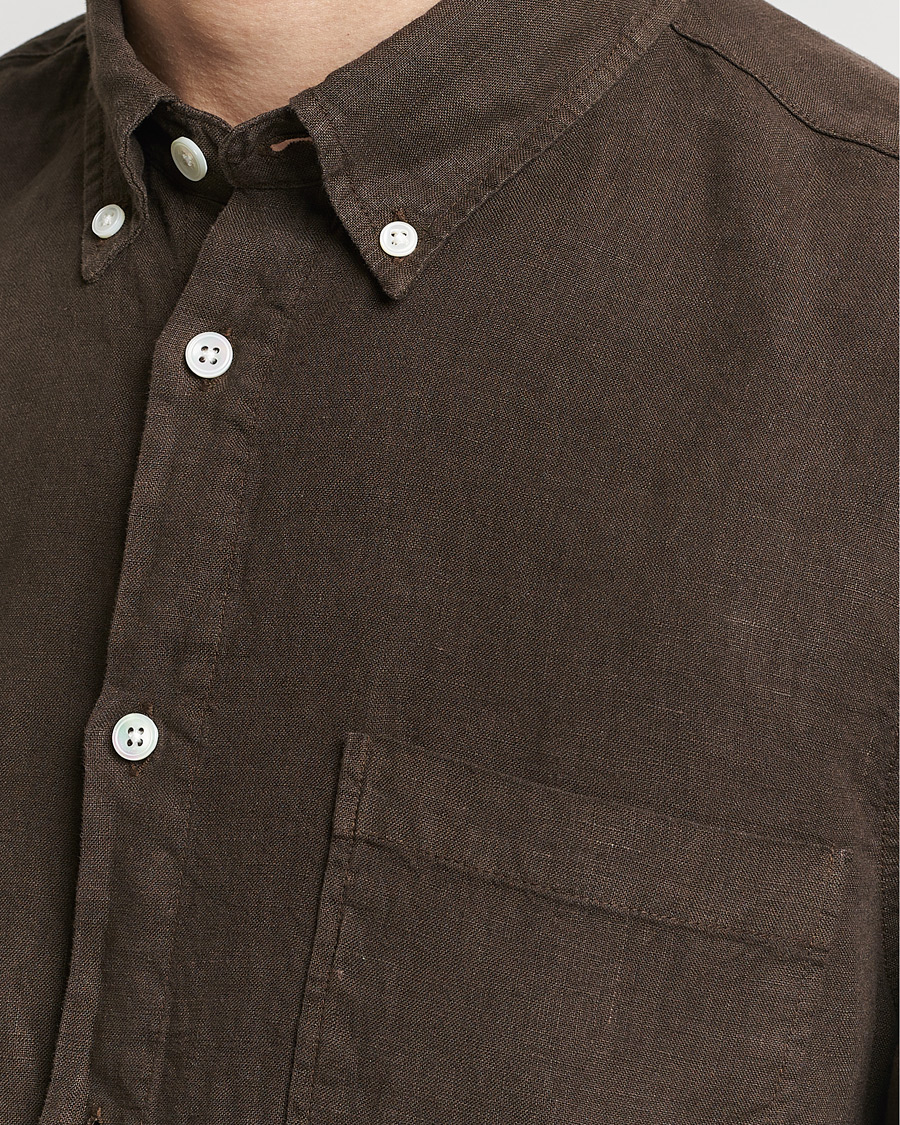 Hombres | Camisas | NN07 | Arne Linen Shirt Demitasse Brown
