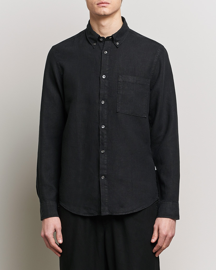 Hombres | Camisas de lino | NN07 | Arne Linen Shirt Black