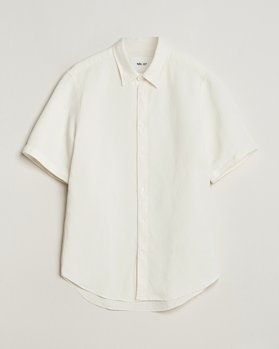 Hombres | Camisas | NN07 | Arne Tencel/Linen Short Sleeve Shirt White