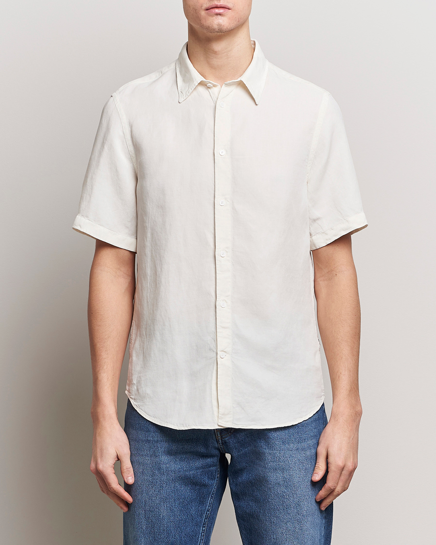 Hombres | Camisas de manga corta | NN07 | Arne Tencel/Linen Short Sleeve Shirt White