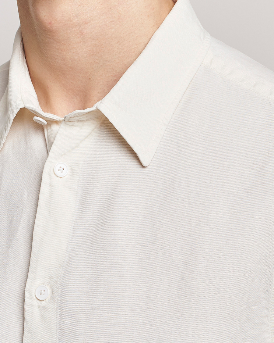 Hombres | Camisas | NN07 | Arne Tencel/Linen Short Sleeve Shirt White