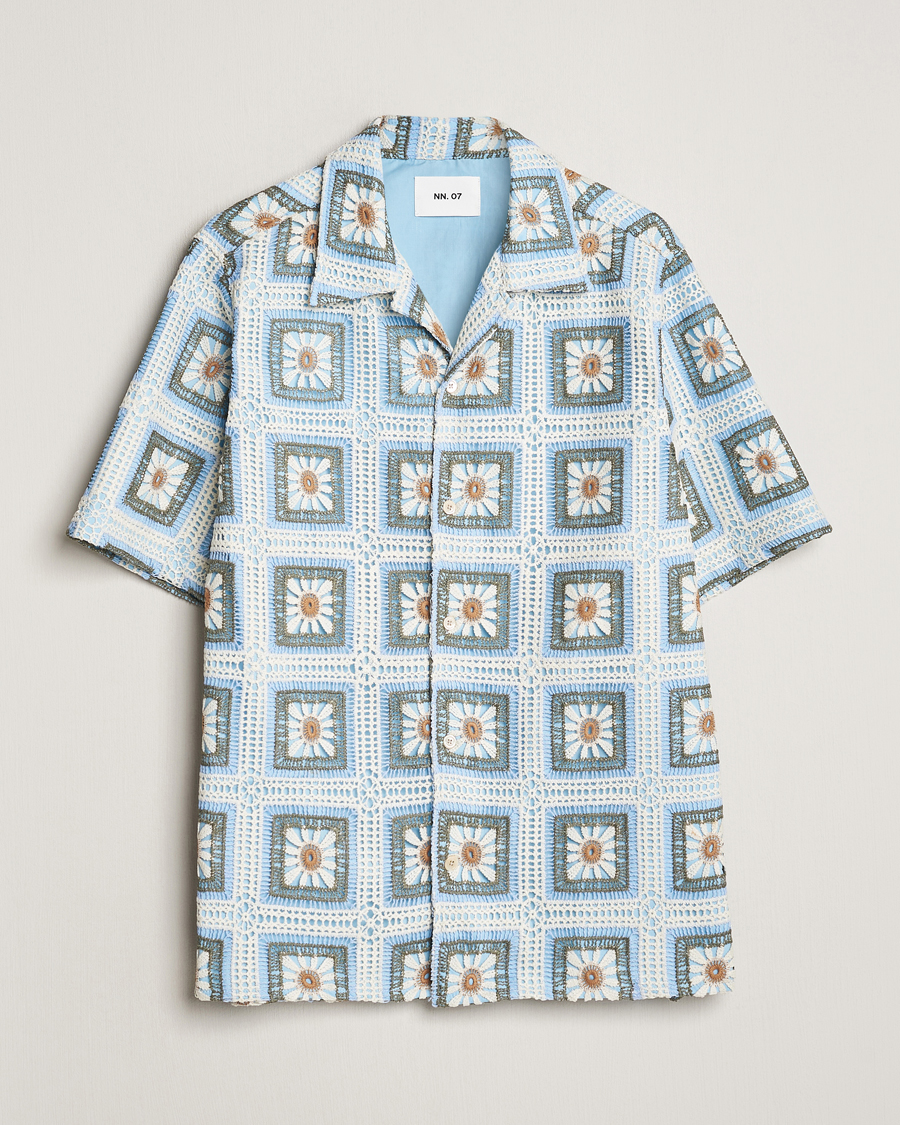 Hombres | Camisas | NN07 | Julio Knitted Croche Flower Short Sleeve Shirt Multi