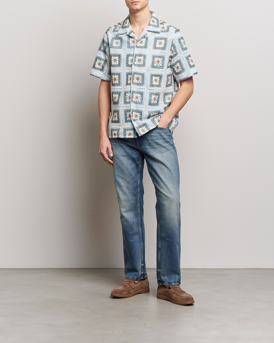 Hombres | Camisas | NN07 | Julio Knitted Croche Flower Short Sleeve Shirt Multi