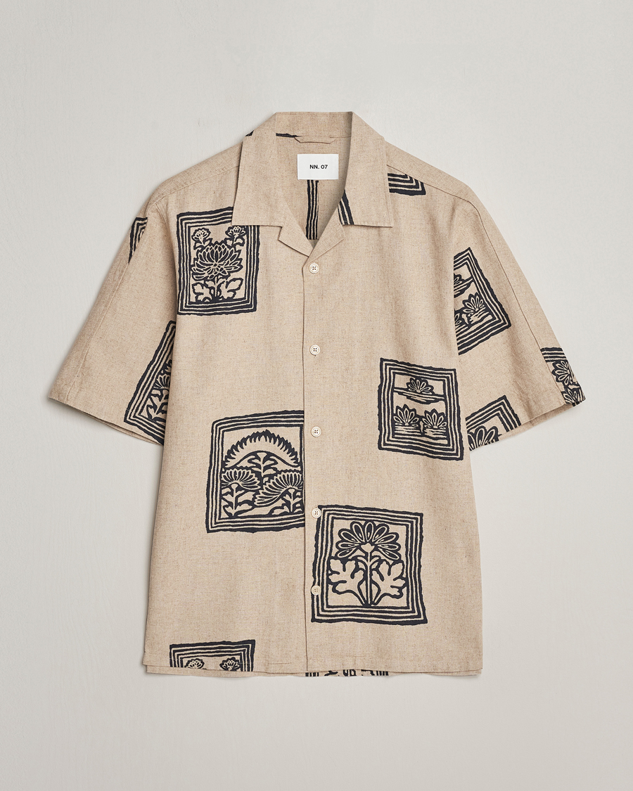 Hombres | Camisas | NN07 | Ole Printed Short Sleeve Shirt Oatmeal