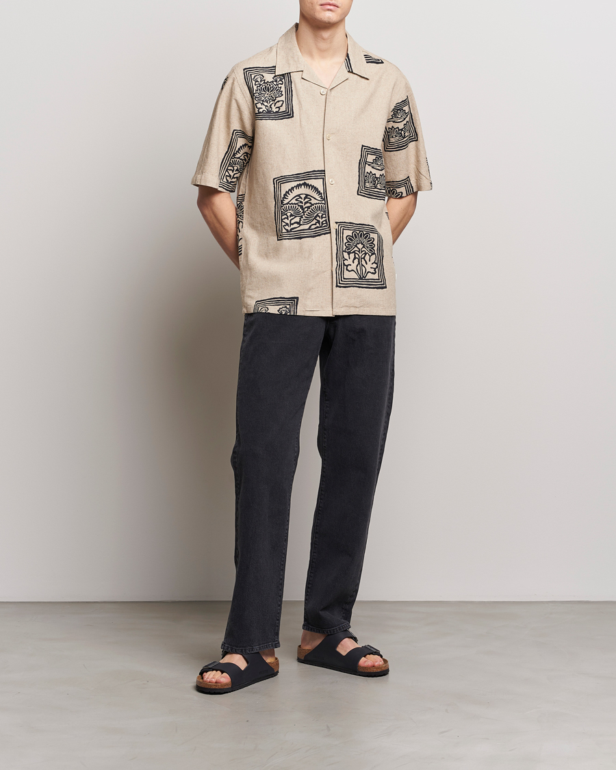 Hombres | Camisas | NN07 | Ole Printed Short Sleeve Shirt Oatmeal