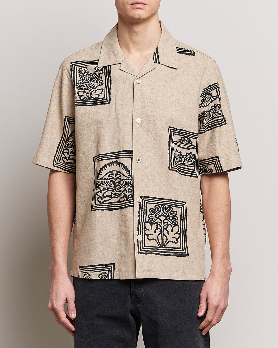 Hombres | Camisas | NN07 | Ole Printed Short Sleeve Shirt Oatmeal