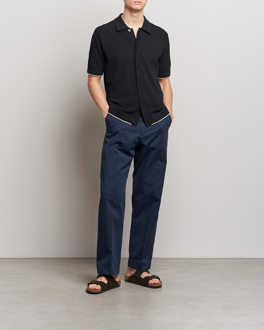 Hombres | Camisas | NN07 | Nalo Structured Knitted Short Sleeve Shirt Navy Blue