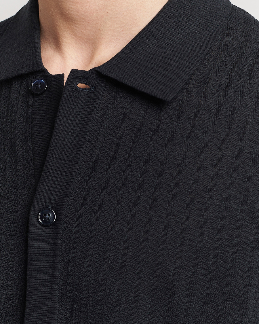Hombres | Camisas | NN07 | Nalo Structured Knitted Short Sleeve Shirt Navy Blue